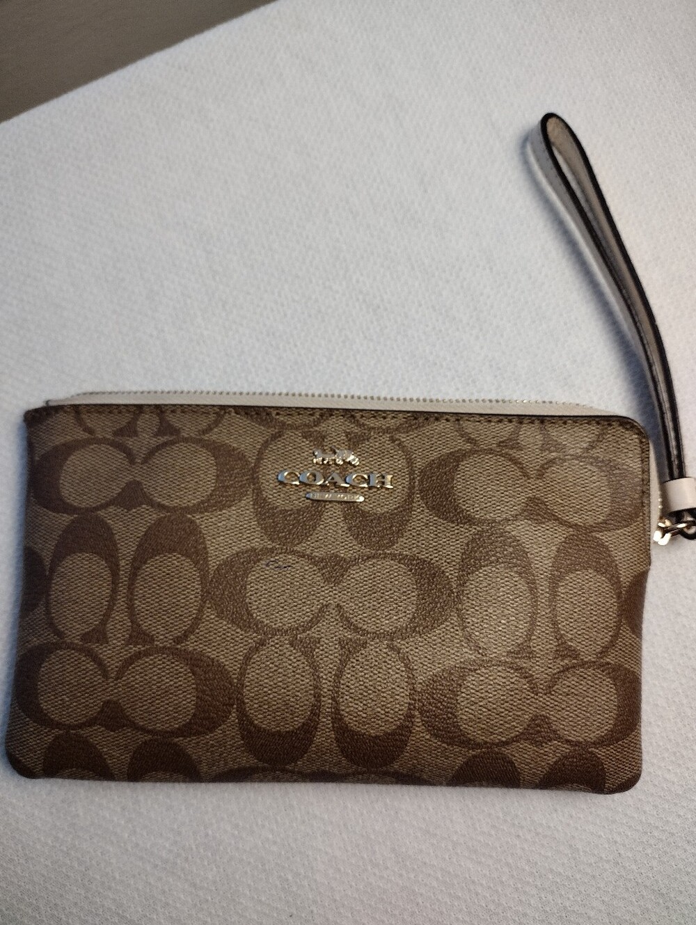 Coach Brown Signature Canvas Wristlet Clutch